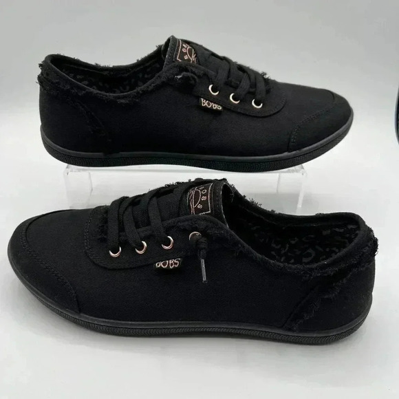 BOBS By Skechers B Cute Black Rose Gold Womens 9 Memory Foam Sneakers 33492-BBK - Picture 1 of 11